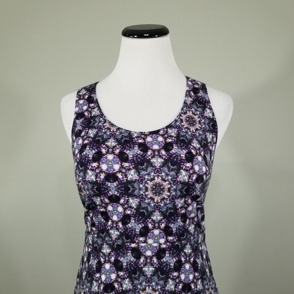 BCBGeneration Y2K Mini Dress XS Sleeveless Knit Cutout Blue Fog Kaleidoscope - Picture 2 of 12